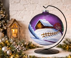 julekugle med motiv til juletræ